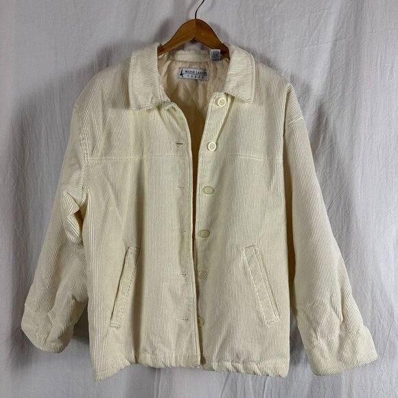 Vintage Marsh Landing Cords Women's Cream Corduroy Quilted Lined Jacket W/ Adjus - Picture 1 of 15